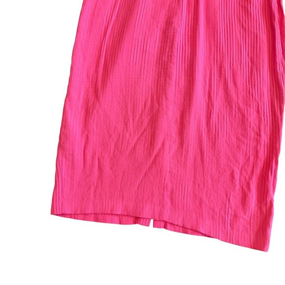 Amanda Uprichard Bright Pink Button-Down Dress Ribbed Long Sleeve Size Medium - Picture 8 of 12